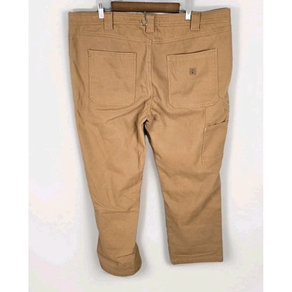 Coleman Mens Fleece Lined Canvas Utility Work Pants Tan Brown 40x32 Straight Leg